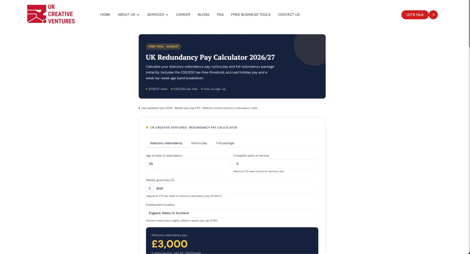 Redundancy Pay Calculator preview