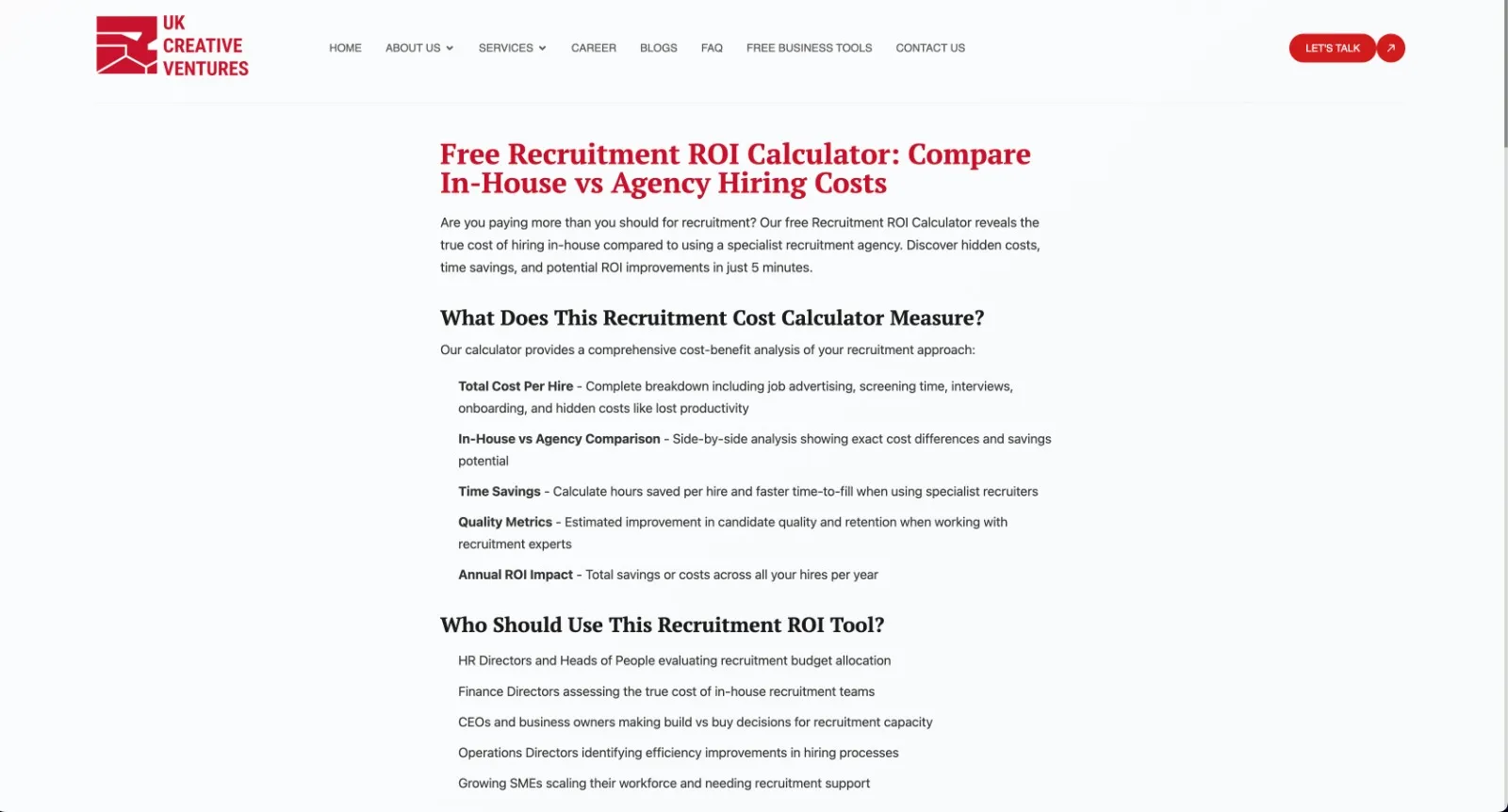 Recruitment ROI Calculato preview