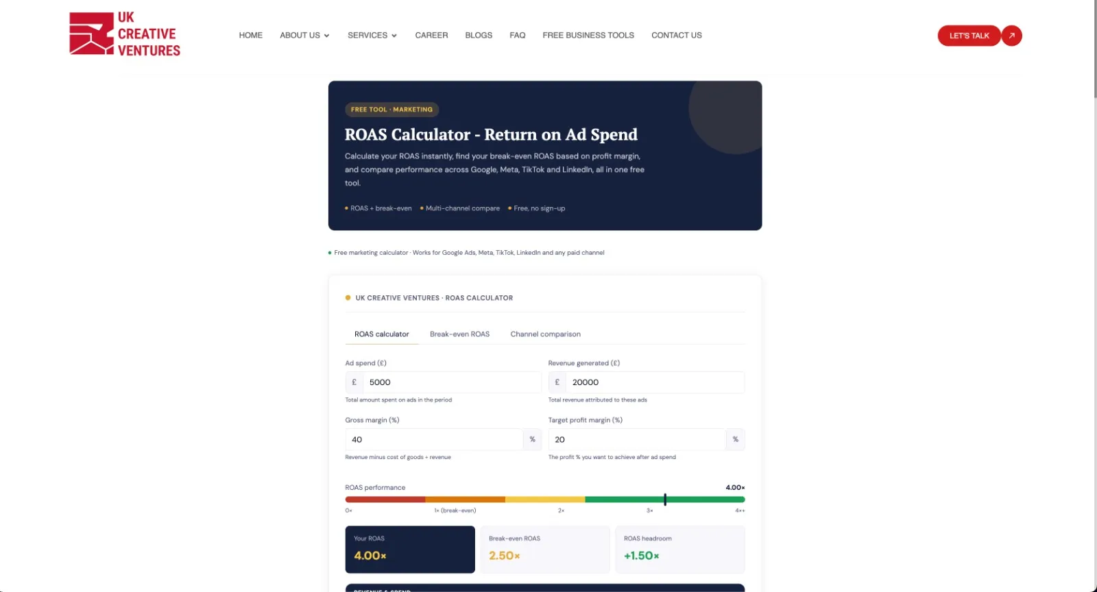 ROAS Calculator preview