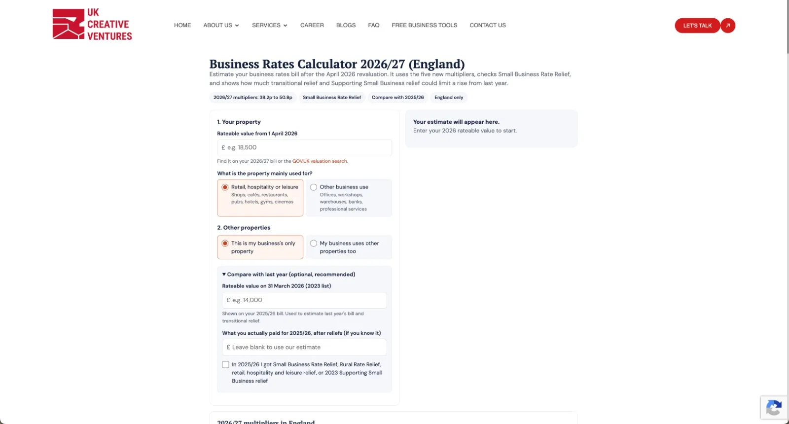 Business Rates Calculator preview