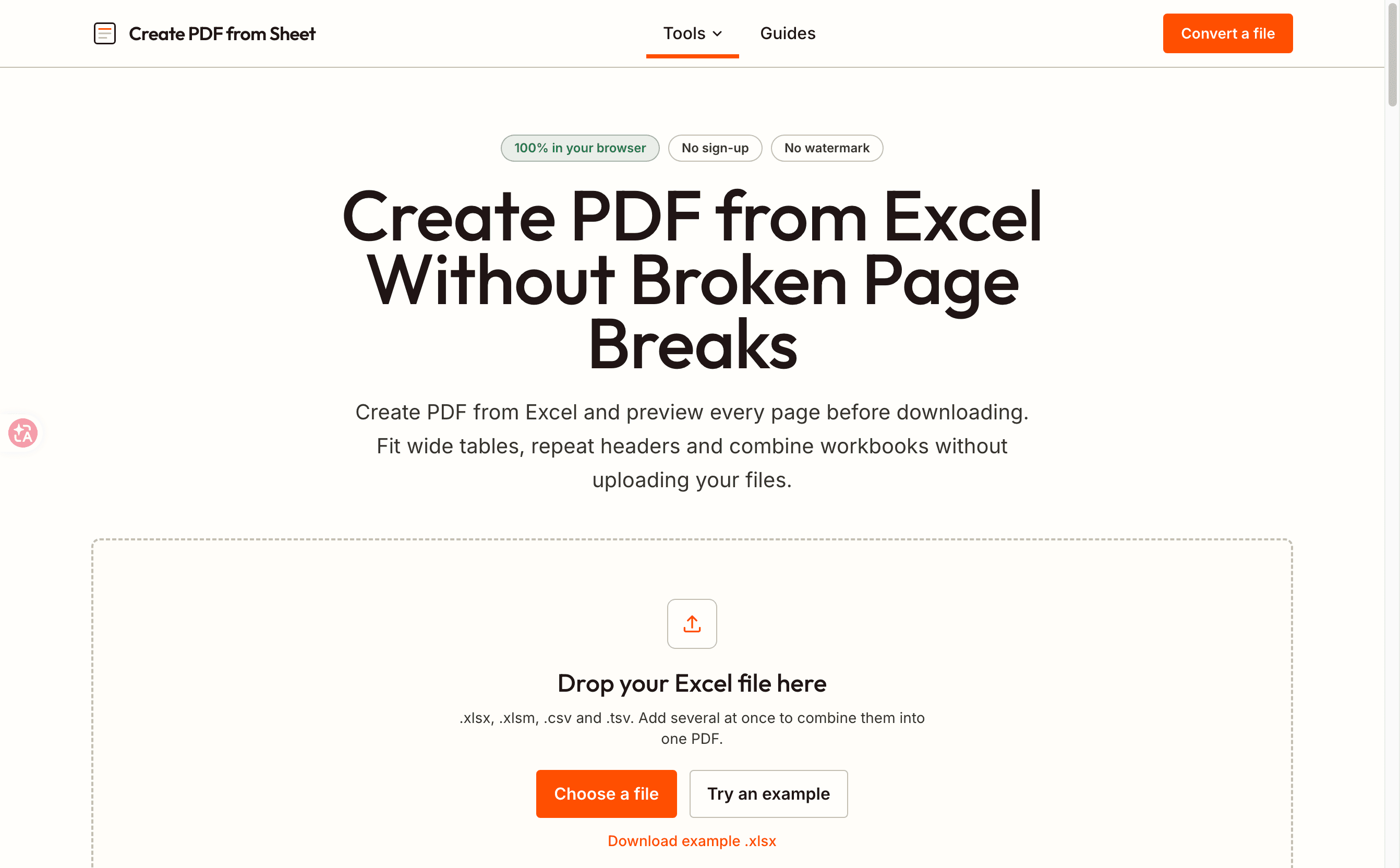 Create PDF from Excel