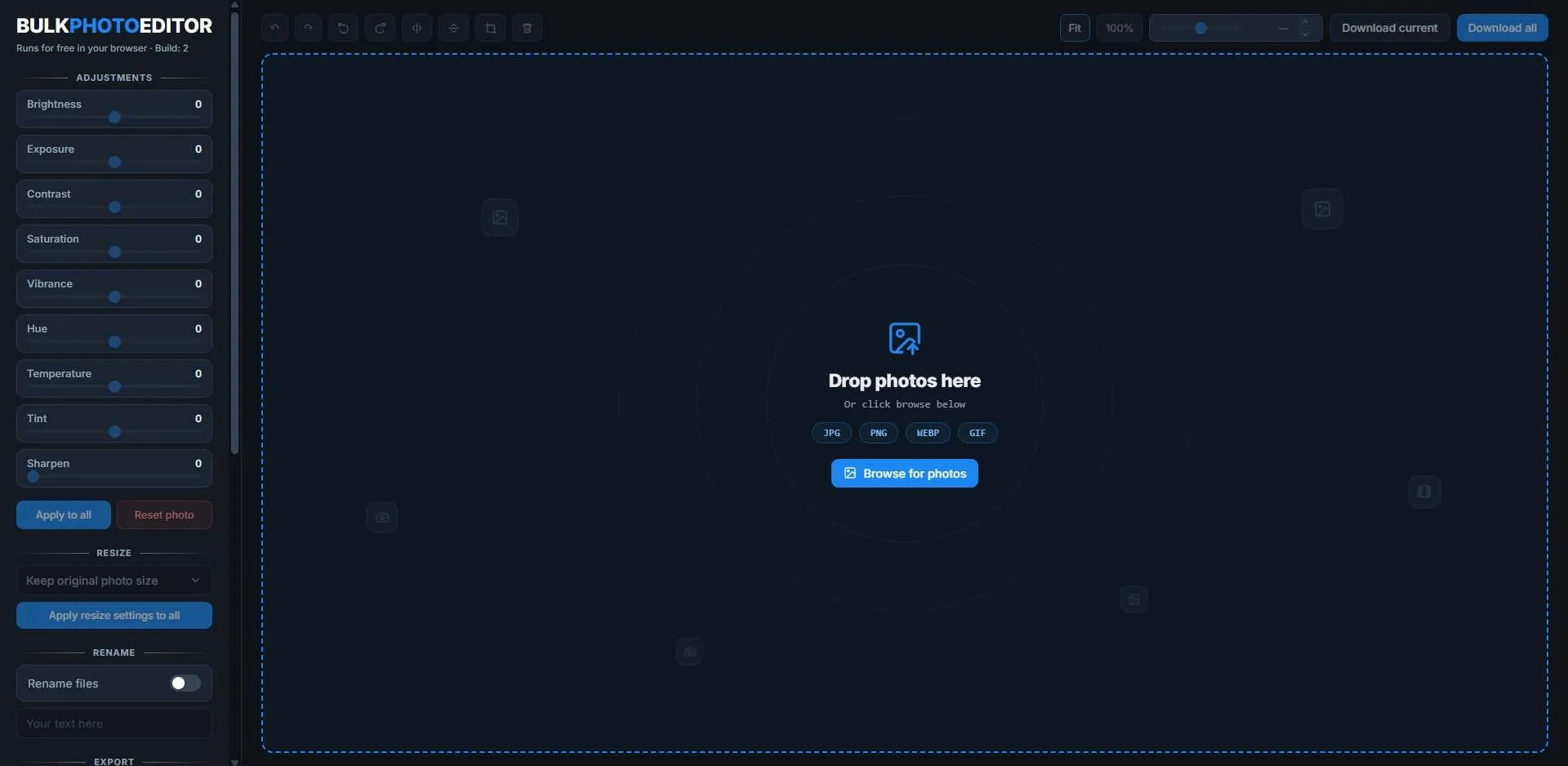 Bulk Photo Editor preview