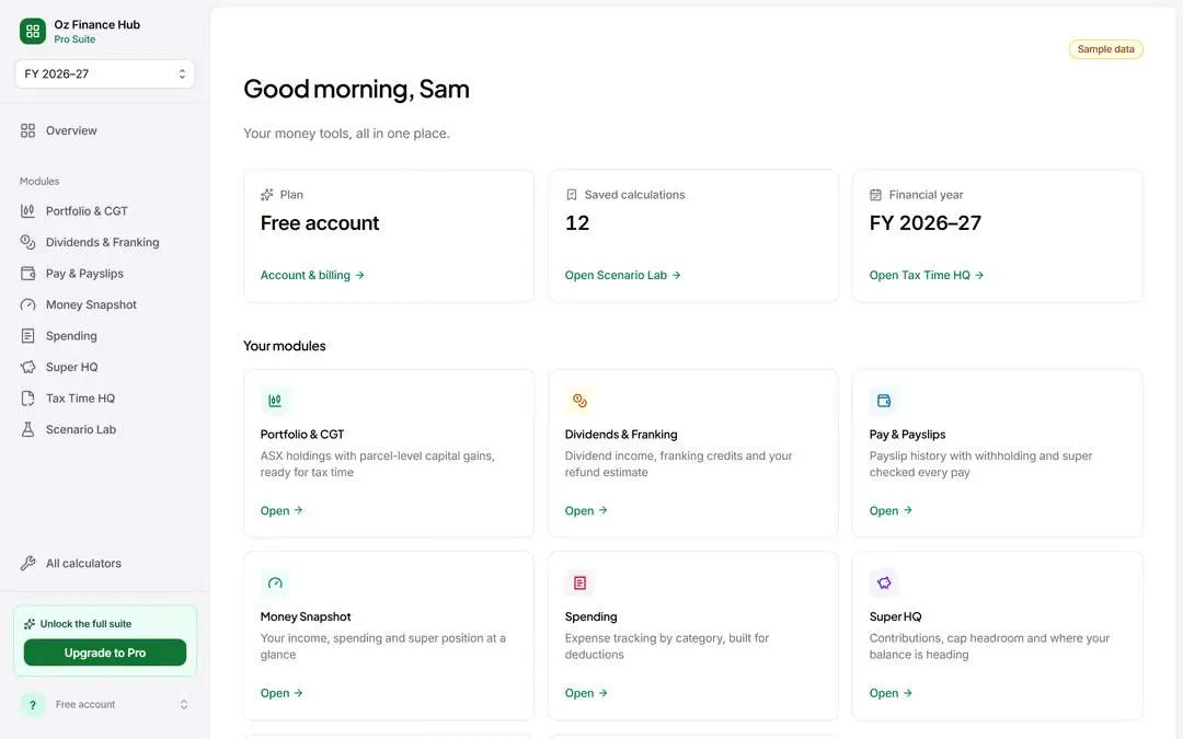 Oz Finance Hub preview